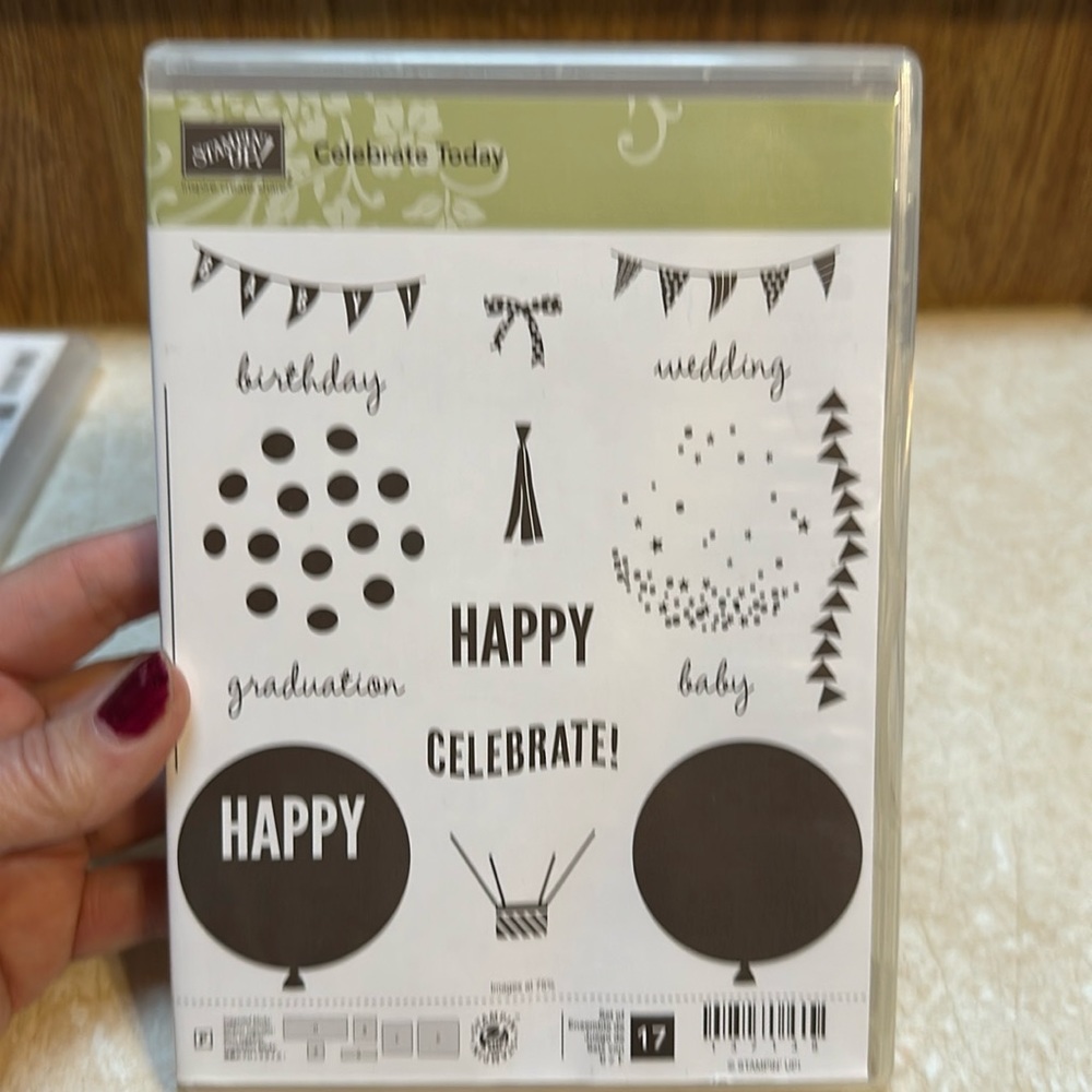 Stampin Up “Celebrate Today” Stamp Set. Contains 17 clear stamps.Never been used